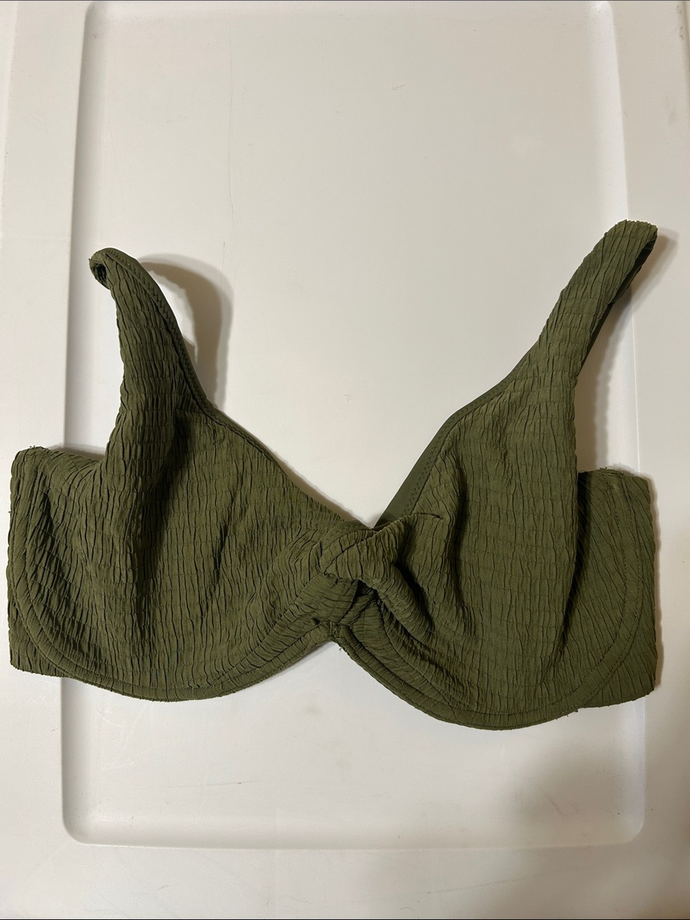 Olive Green Twist-Front Swim Top Abercrombie & Fitch